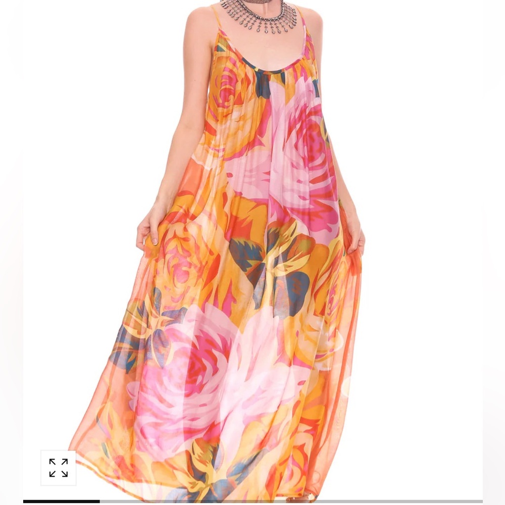🆕 ARATTA EXOTIC MAXI DRESS Floral Maxi Dress in Pink and Yellow